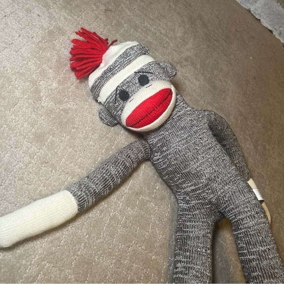 Schylling Rowley Sock Monkey Retro Brown & White Red Lips 20" - Picture 3 of 7